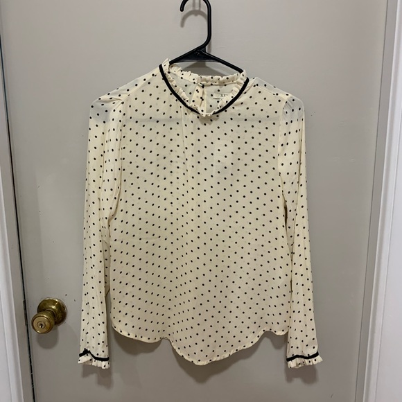 NWT Forever 21 Cream and Black Polka Dot Blouse - Picture 1 of 5
